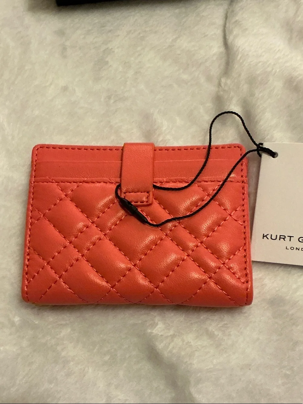 Kurt Geiger Coral Quilted Genuine Leather Card Case/ Wallet with Snap